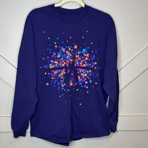 Disney Parks WDW Magic Kingdom Castle Spirit Jersey Confetti Purple Sweatshirt